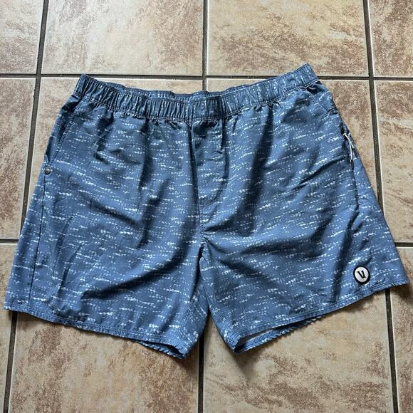 Vuori Mens Cape 6" Swim Short Trunks Cloud Slub XL Zip Pocket Unlined Blue - Picture 2 of 9